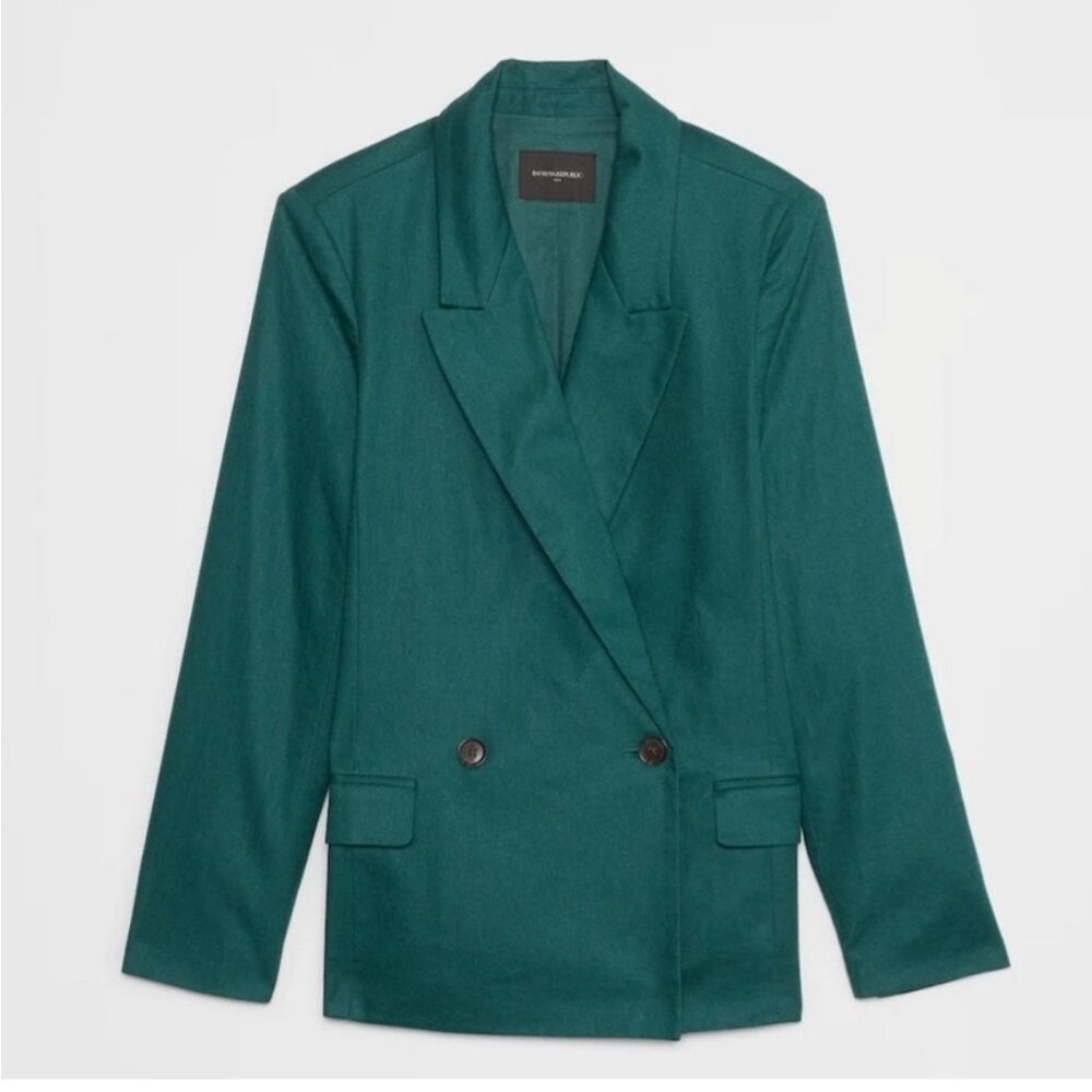 Banana Republic Factory Teal Double-Breasted Blazer